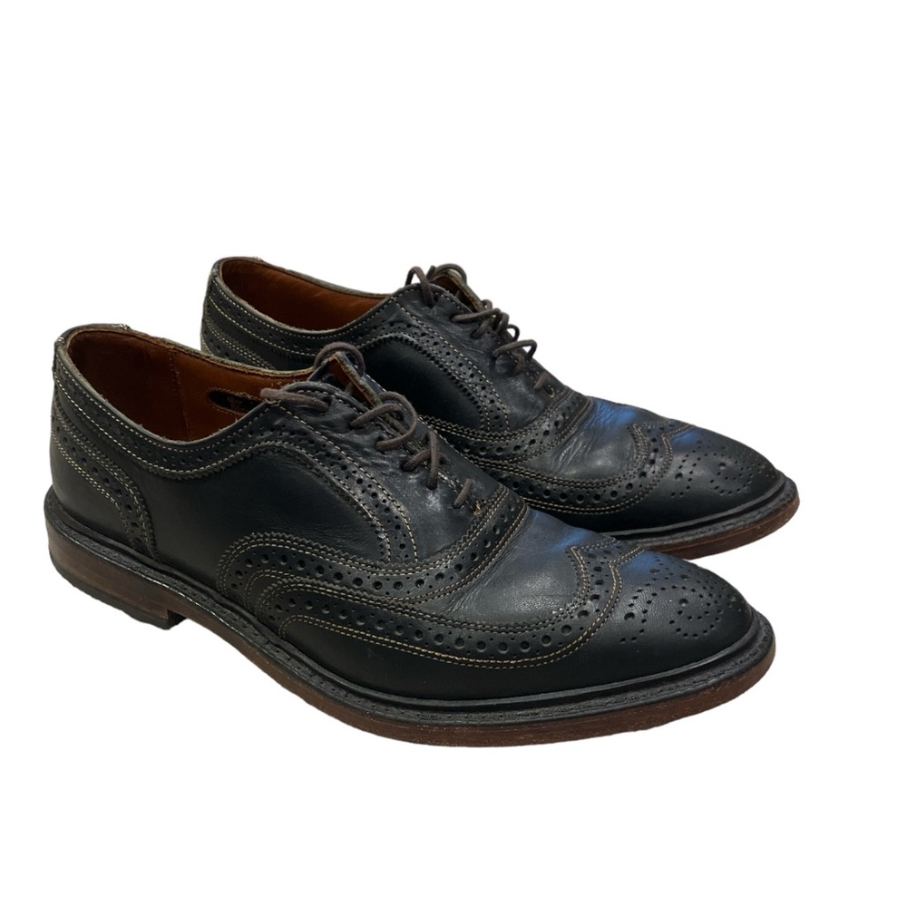 ALLEN EDMONDS McTavish Size 9.5 Black Leather Oxford Lace Up Wingtip Shoes‎